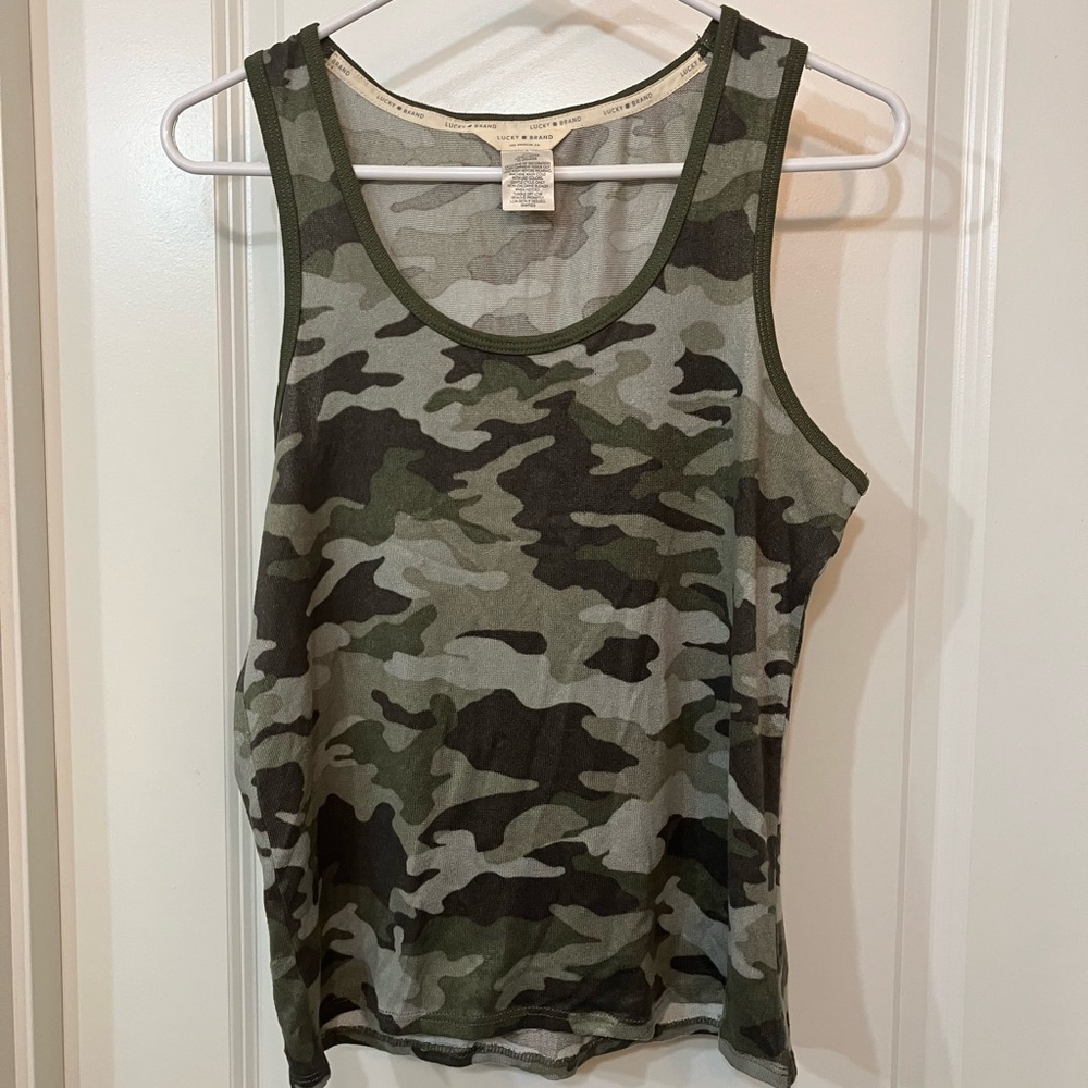 Lucky Brand Womens 4 Piece Lightweight Distressed Camo Pajama Set